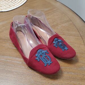Tory Burch Maroon Navy Antonio Loafers, Size 7, Excellent Condition